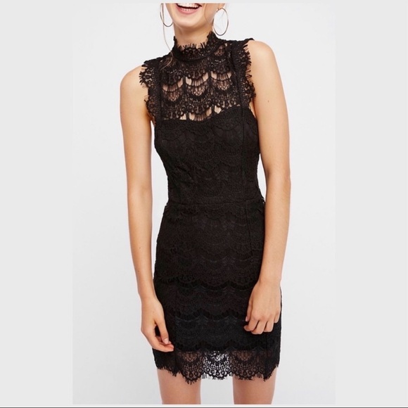 Free People Lace Daydream Bodycon Slip Dress Black - Picture 11 of 16